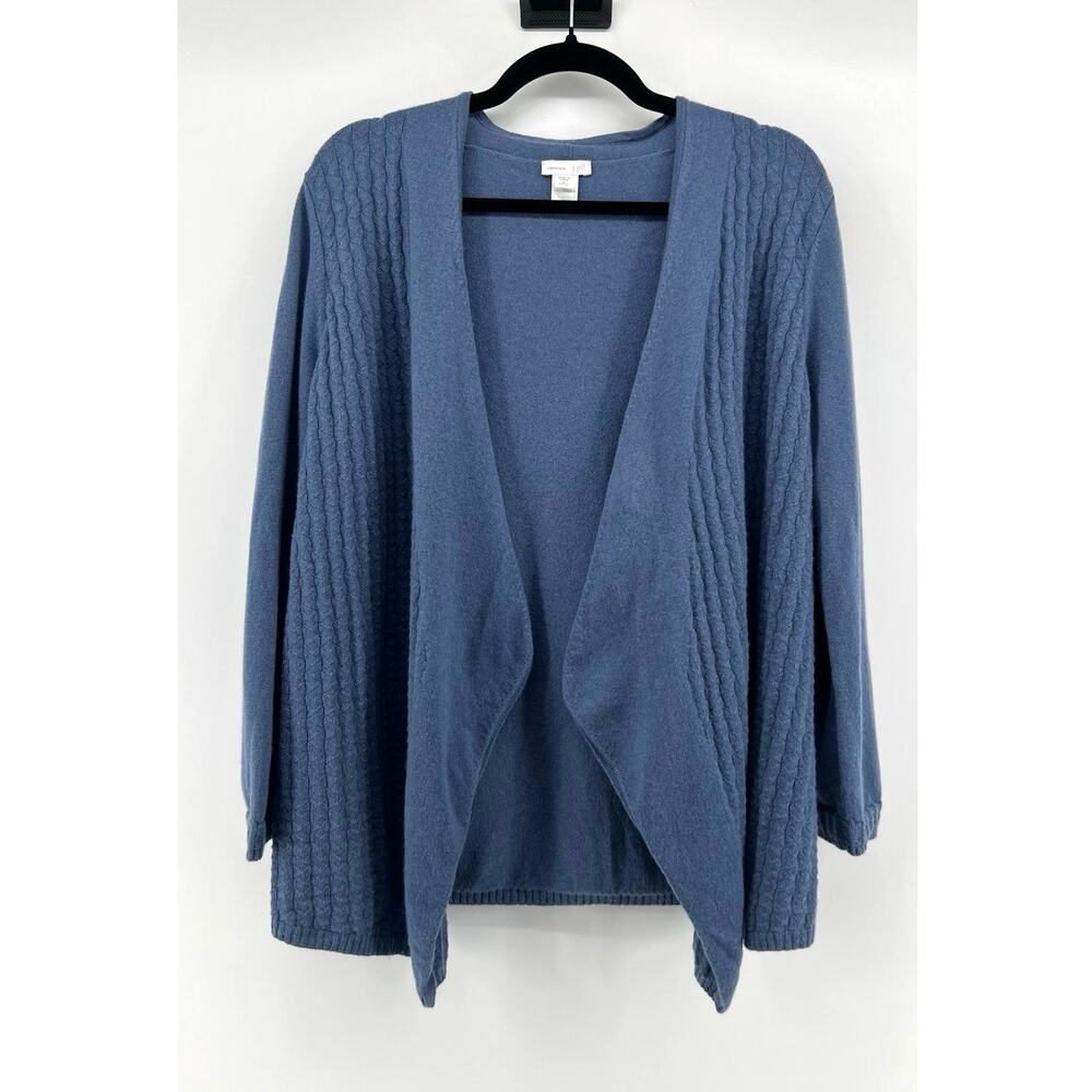 J.Jill 100% Cashmere Open Front Cardigan Sweater Blue